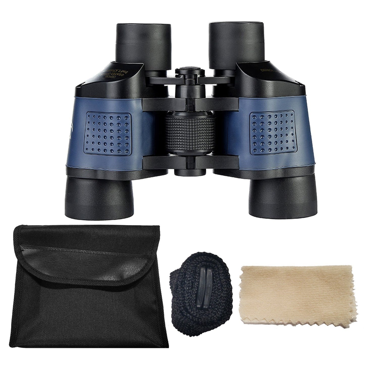 80x80 BAK4 Prism Waterproof Binoculars with Compass & Lanyard - Low Light Night Vision for Bird Watching & Concerts