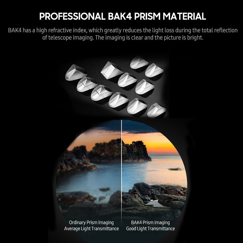 80x80 BAK4 Prism Waterproof Binoculars with Compass & Lanyard - Low Light Night Vision for Bird Watching & Concerts
