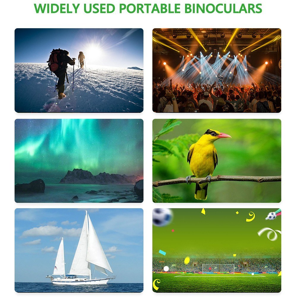 80x80 BAK4 Prism Waterproof Binoculars with Compass & Lanyard - Low Light Night Vision for Bird Watching & Concerts