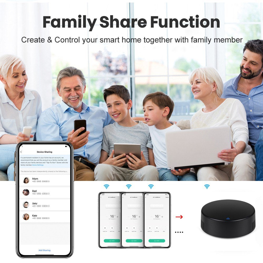 All-in-One Tuya WiFi IR Remote - Universal Infrared Controller, Alexa & Google Home Compatible