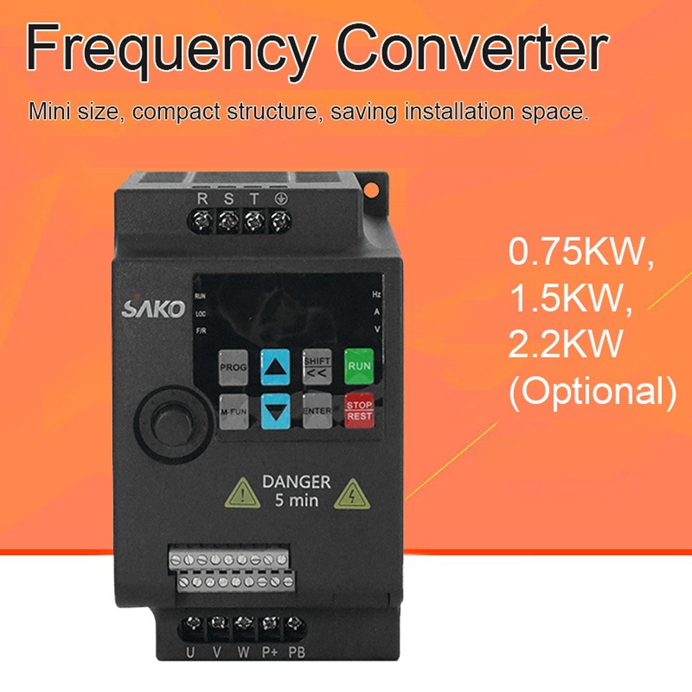 AC220V Single Phase Vector Inverter VFD 0.75KW for Stepless Motor Speed Control