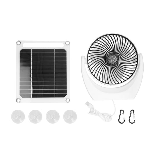 Portable 6W Solar Powered Fan with Monocrystalline Panel and Multifunctional Charger