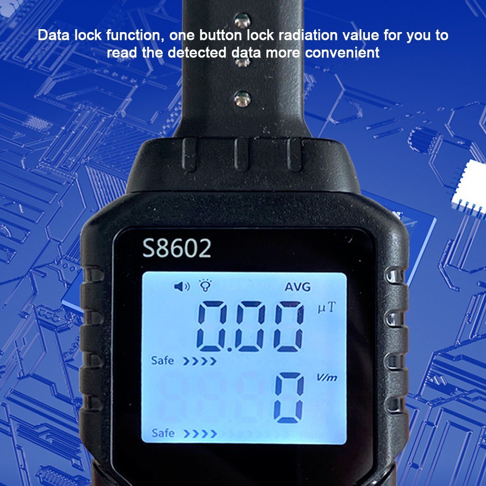 3-in-1 Digital Radiation Dosimeter: Electric & Magnetic Field, Temperature Detector with Sound & Light Alarm, LCD Backlit Display