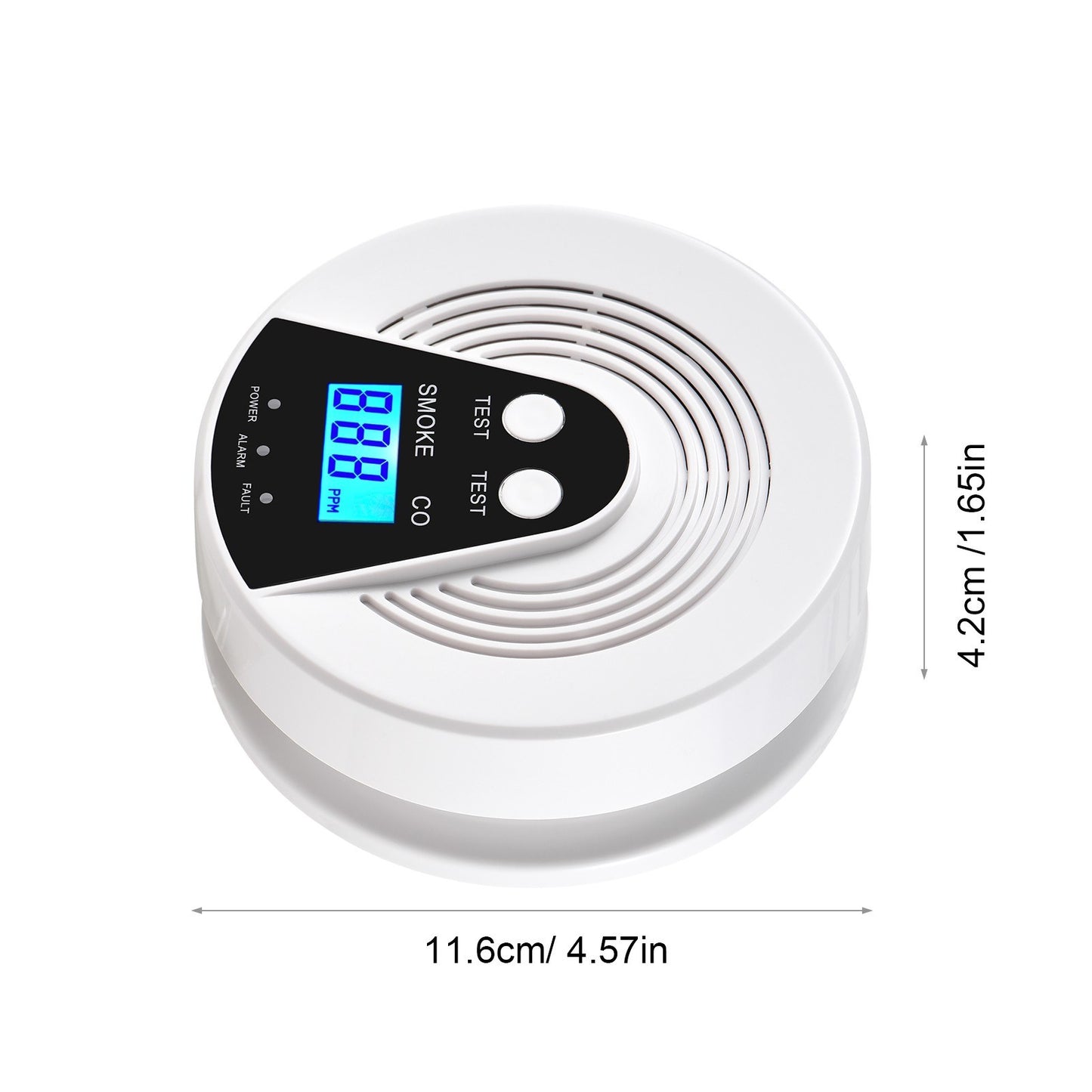 Battery Powered Smoke and CO Alarm with LCD Display and Voice Alert