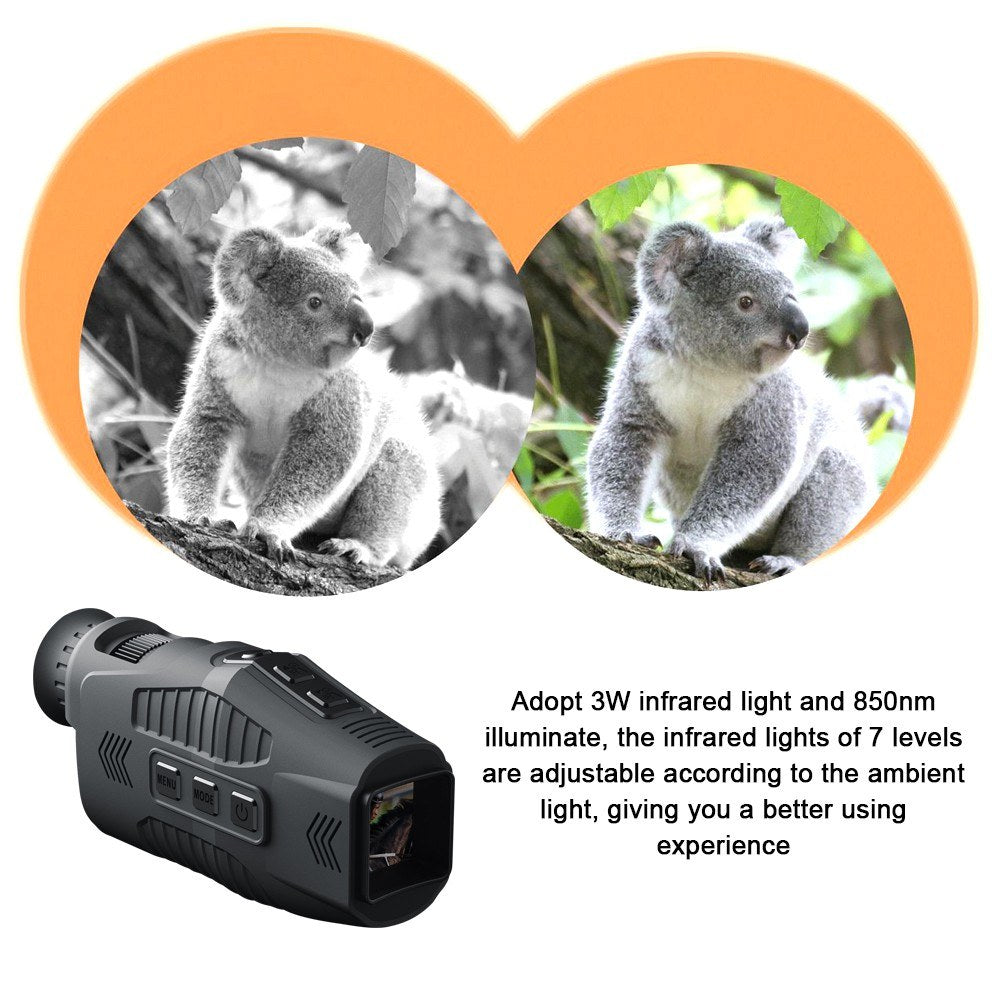 1080P Portable Monocular Infrared Night Vision Device - Day & Night Use, Photo/Video Capture, 5X Zoom, 300M Viewing for Hunting & Boating