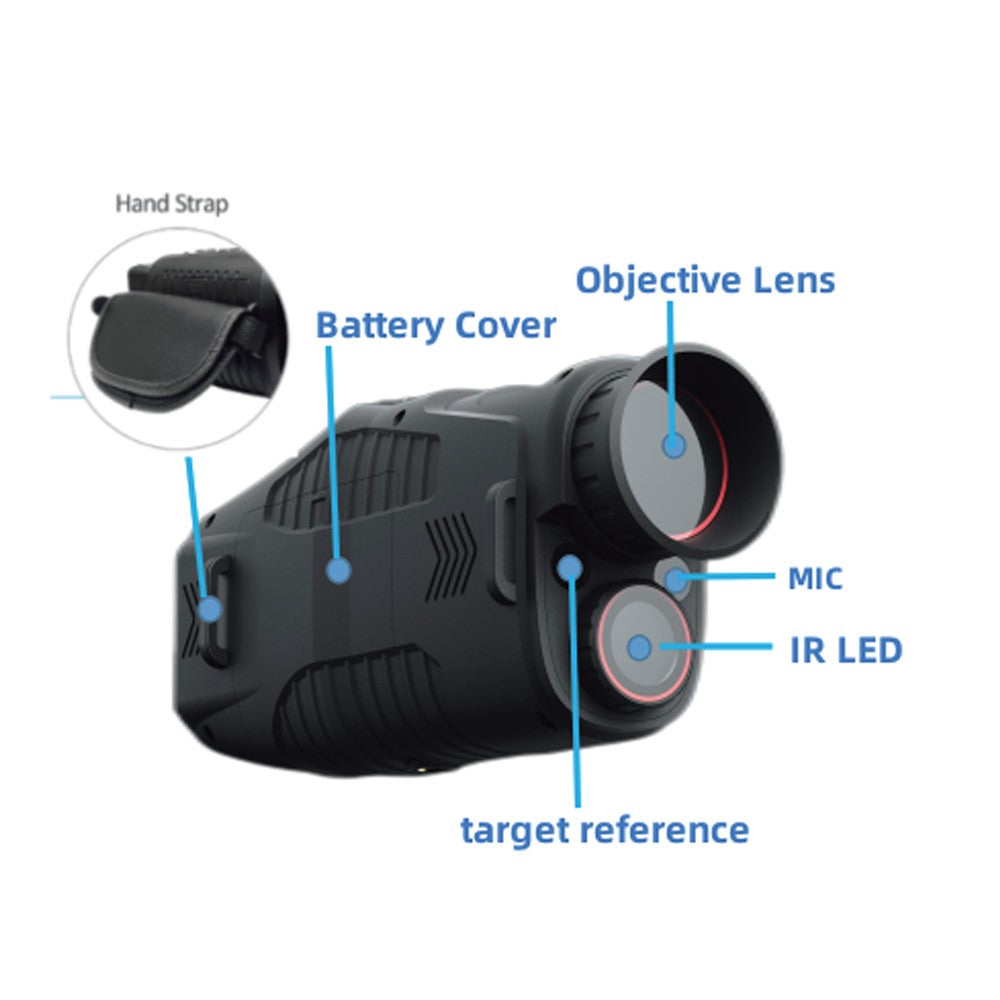 1080P Portable Monocular Infrared Night Vision Device - Day & Night Use, Photo/Video Capture, 5X Zoom, 300M Viewing for Hunting & Boating