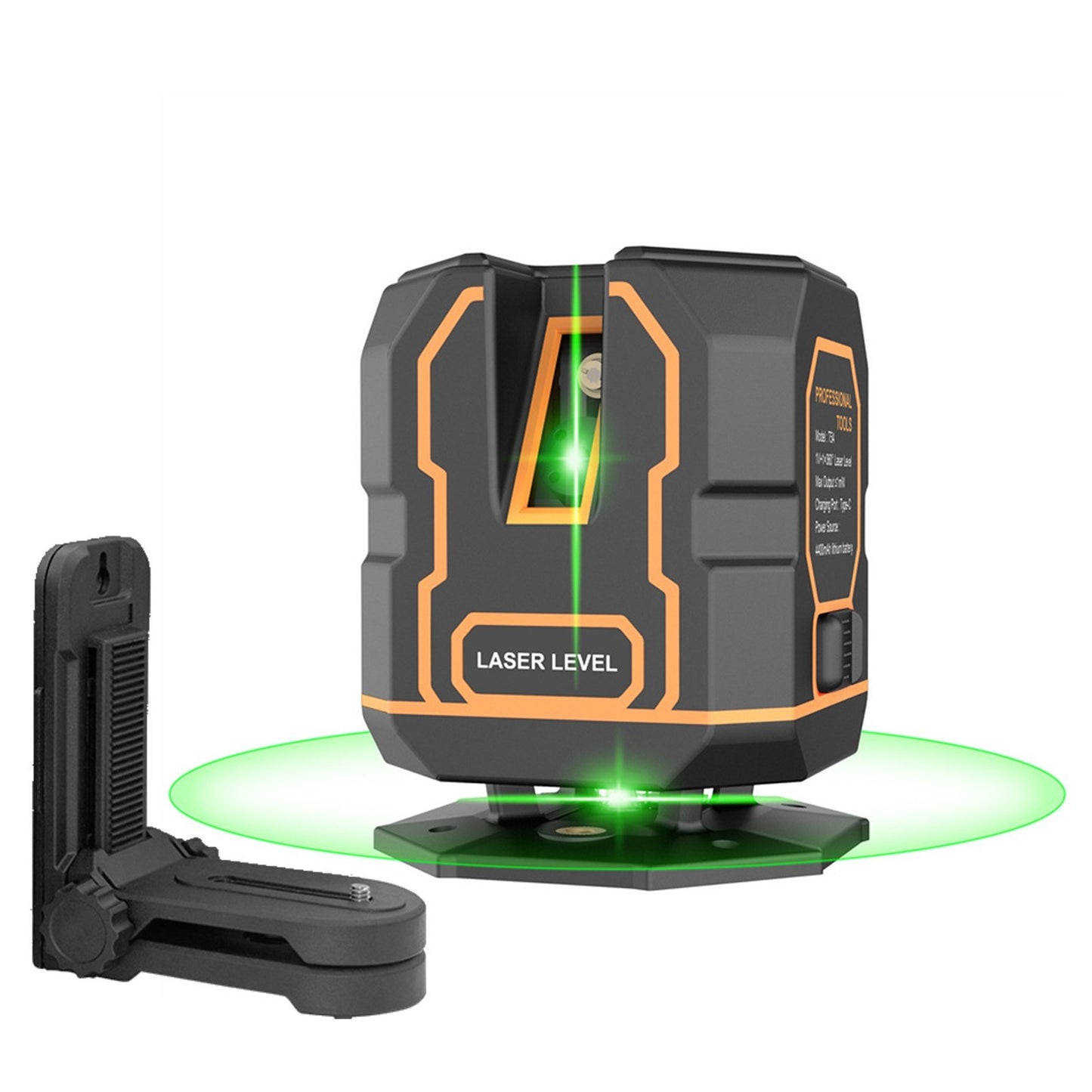 Rechargeable Cross Line Laser Level with Bracket, 360° Horizontal & 120° Vertical, Green Beam 5-Line Marker, 4 Modes, 30M/98FT Range, Self-Leveling and Dimmable