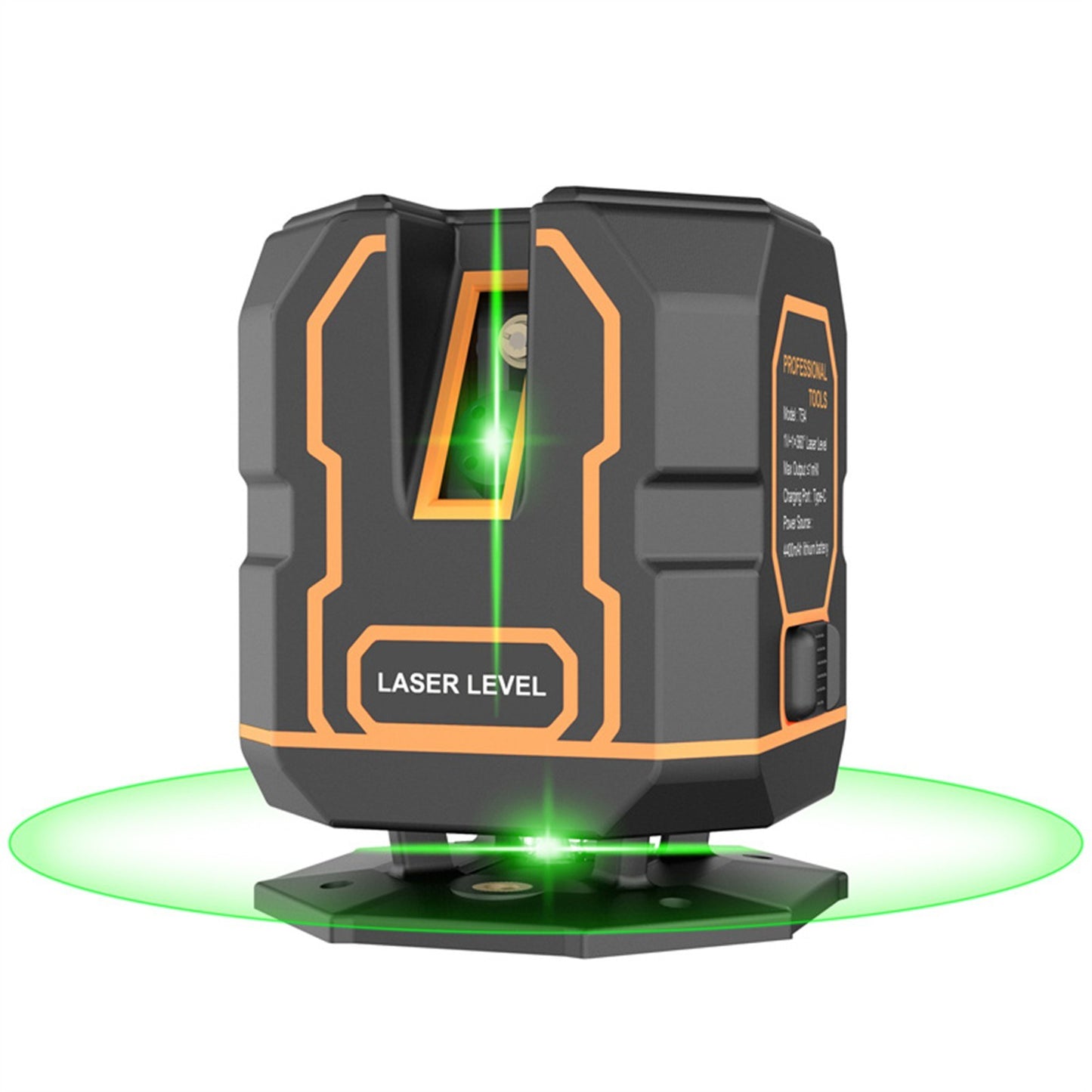Rechargeable Cross Line Laser Level with Bracket, 360° Horizontal & 120° Vertical, Green Beam 5-Line Marker, 4 Modes, 30M/98FT Range, Self-Leveling and Dimmable