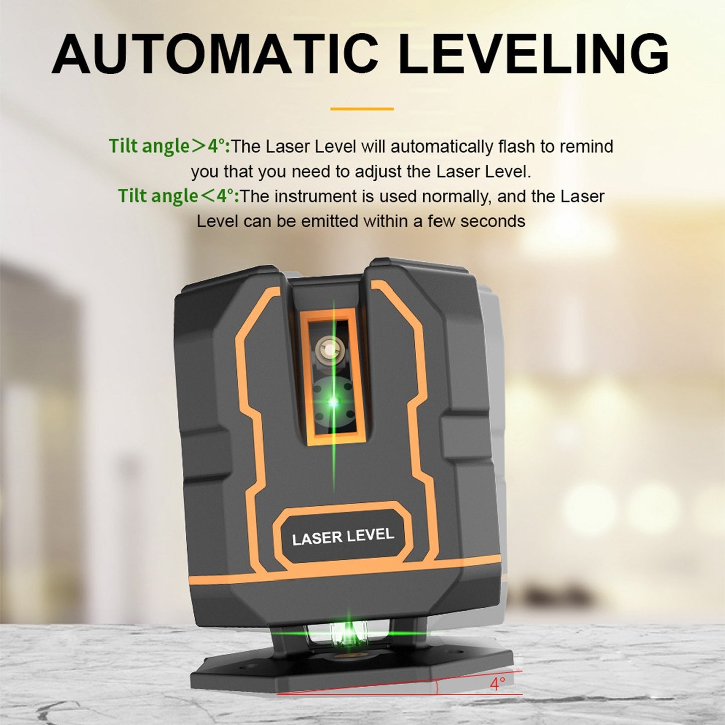 Rechargeable Cross Line Laser Level with Bracket, 360° Horizontal & 120° Vertical, Green Beam 5-Line Marker, 4 Modes, 30M/98FT Range, Self-Leveling and Dimmable