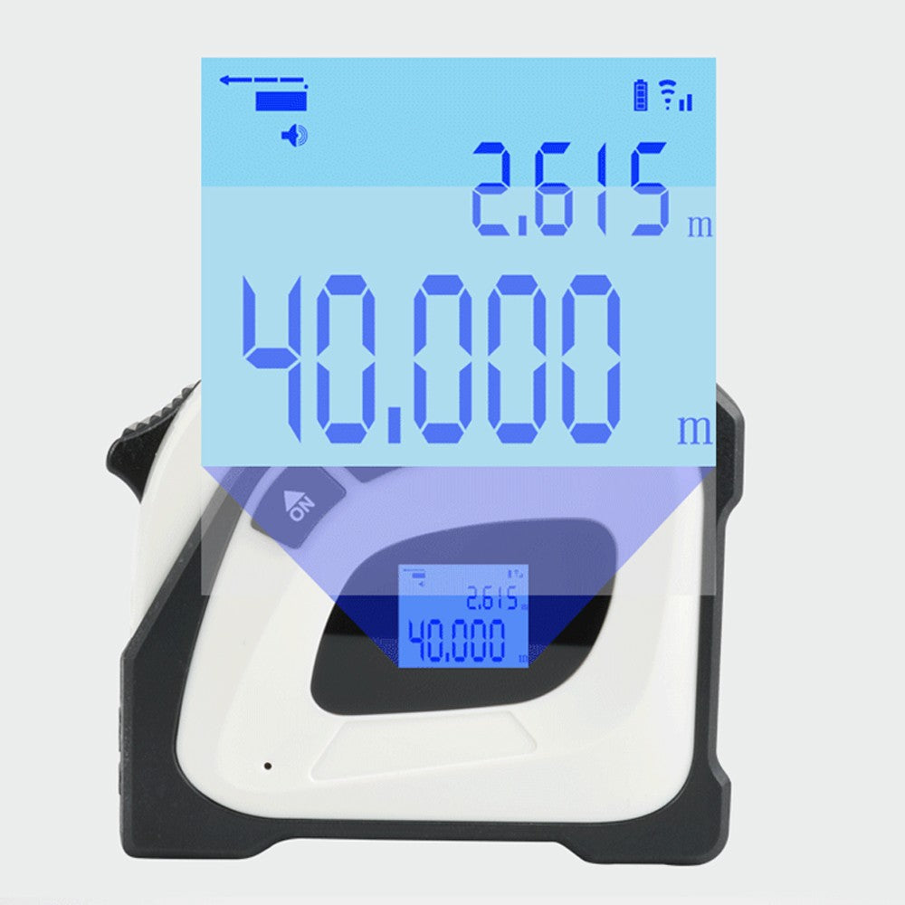 2in1 Laser Rangefinder & 5m Tape Measure with LCD Backlit Display - Building Measurement & Surveying Tool