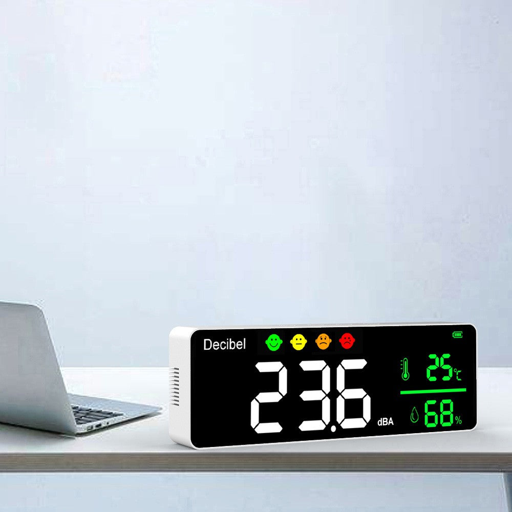 3-in-1 Digital Decibel Meter: Noise, Temperature, & Humidity Tester - Indoor Wall-Mounted Large Screen Detector