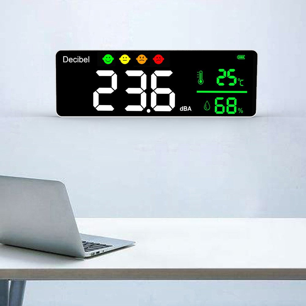 3-in-1 Digital Decibel Meter: Noise, Temperature, & Humidity Tester - Indoor Wall-Mounted Large Screen Detector
