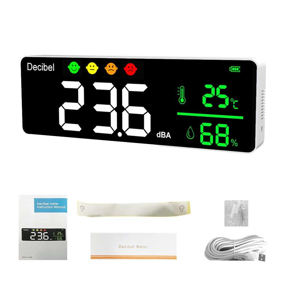 3-in-1 Digital Decibel Meter: Noise, Temperature, & Humidity Tester - Indoor Wall-Mounted Large Screen Detector