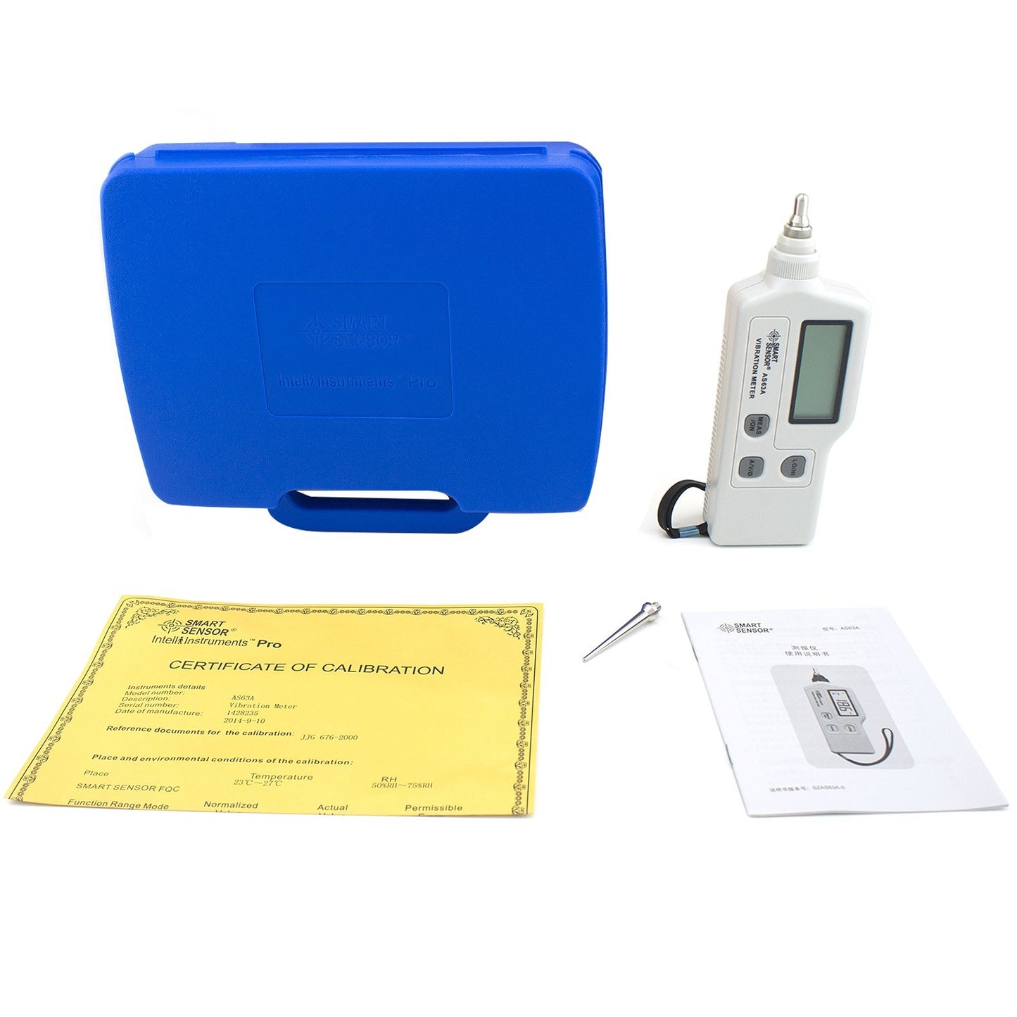 AS63A Digital Vibration Meter - LCD Screen Analyzer with AC Output for Acceleration, Velocity, Displacement Measurement