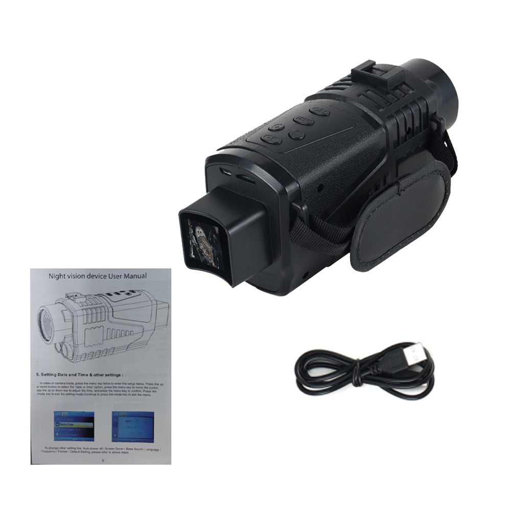 300M Infrared Night Vision Monocular: 5X Zoom, Day/Night Use, Photo/Video Playback for Hunting & Boating