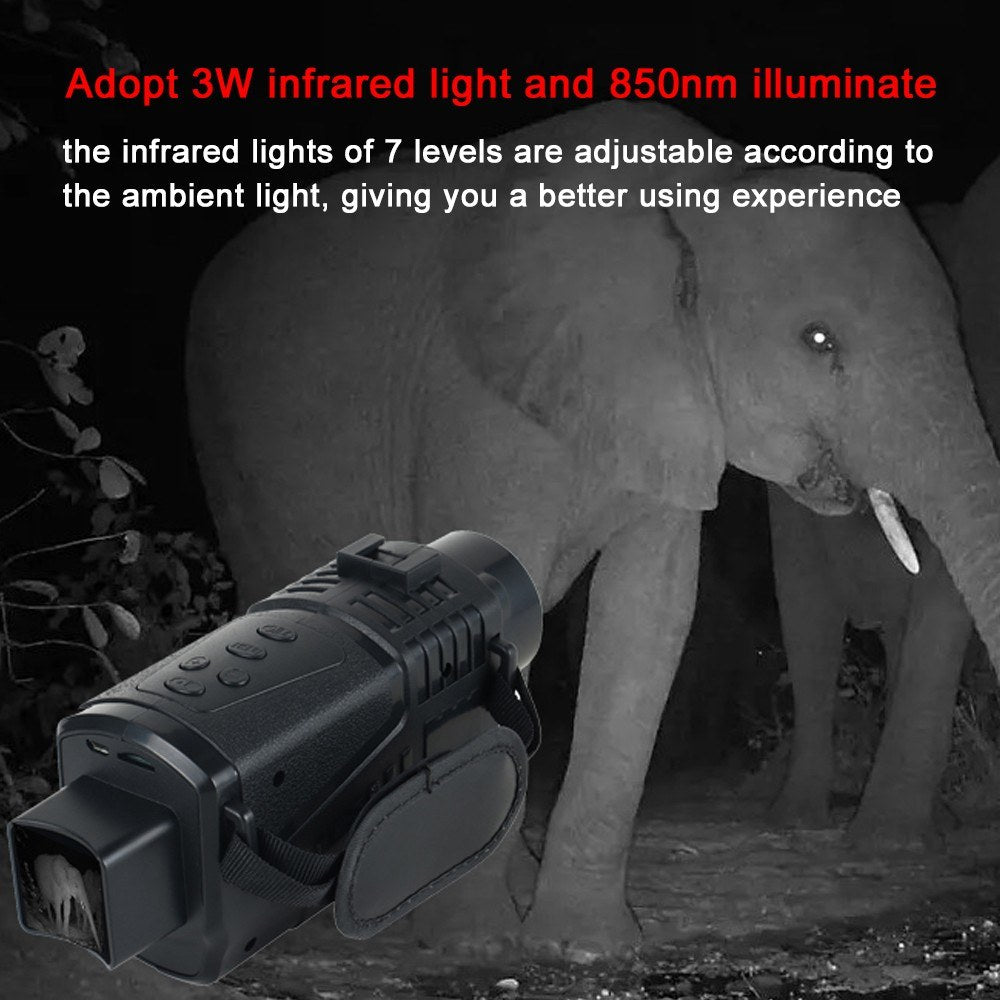 300M Infrared Night Vision Monocular: 5X Zoom, Day/Night Use, Photo/Video Playback for Hunting & Boating