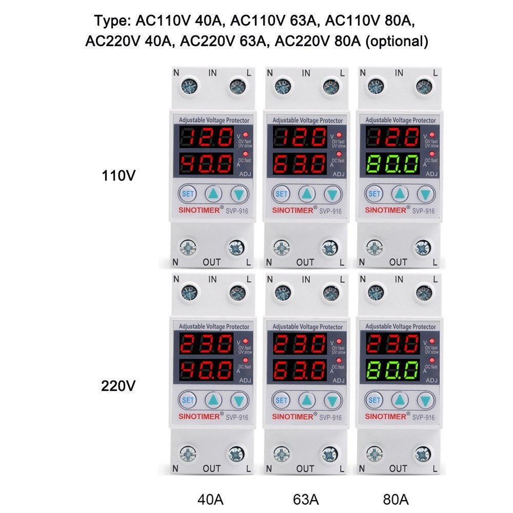Adjustable Voltage & Current Protector with Dual Display and Self-resetting Switch