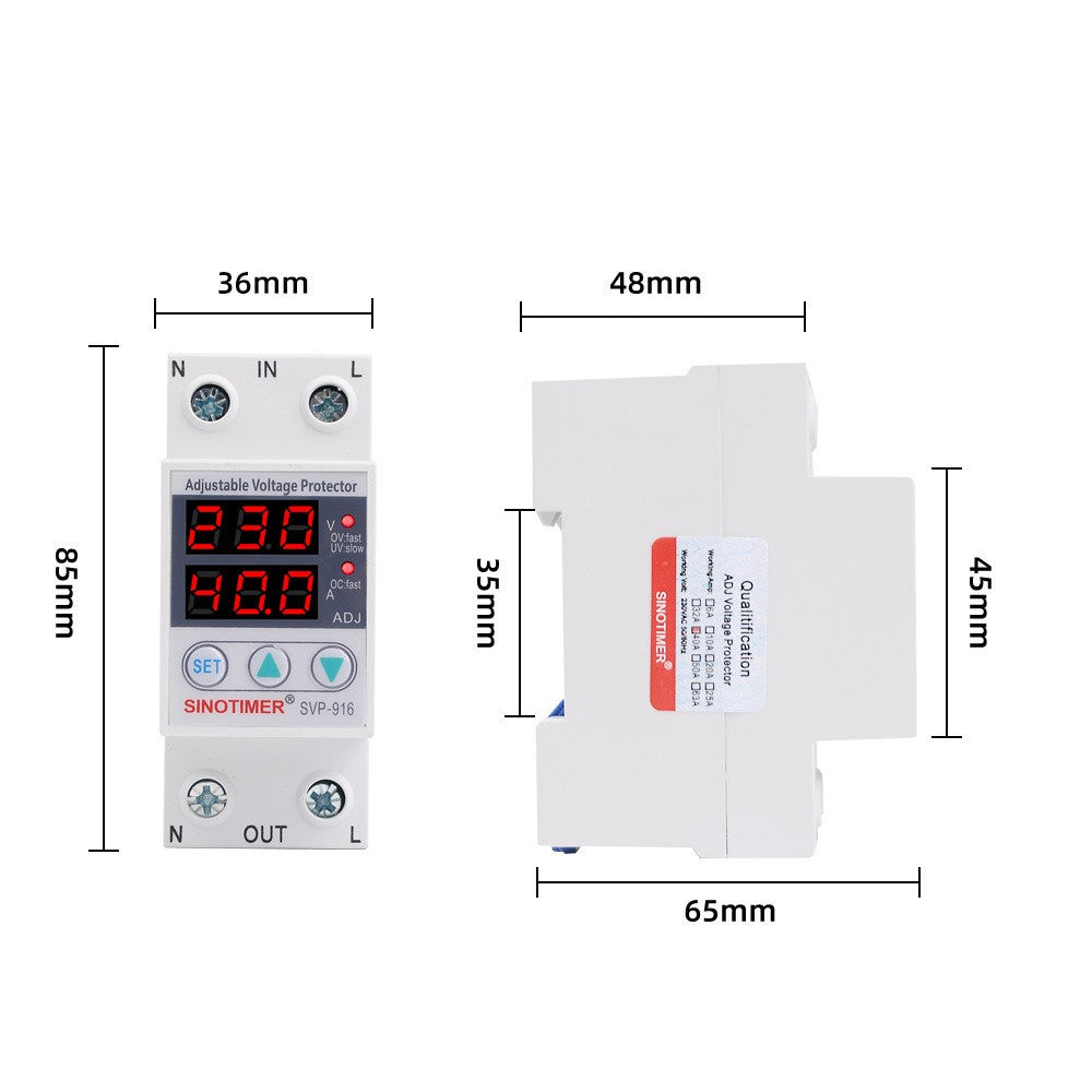 Adjustable Voltage & Current Protector with Dual Display and Self-resetting Switch