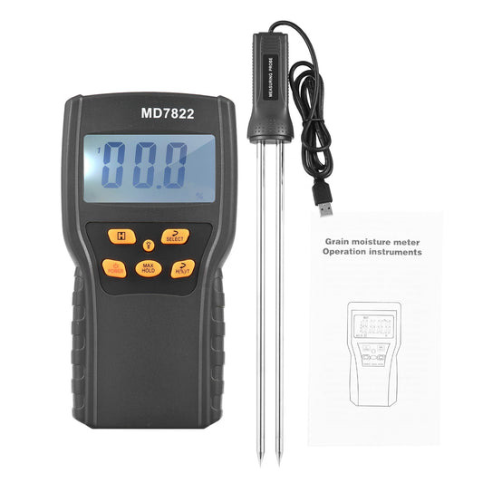 12-Inch Probe LCD Digital Grain Moisture Meter for Wheat, Paddy, Rice & Corn