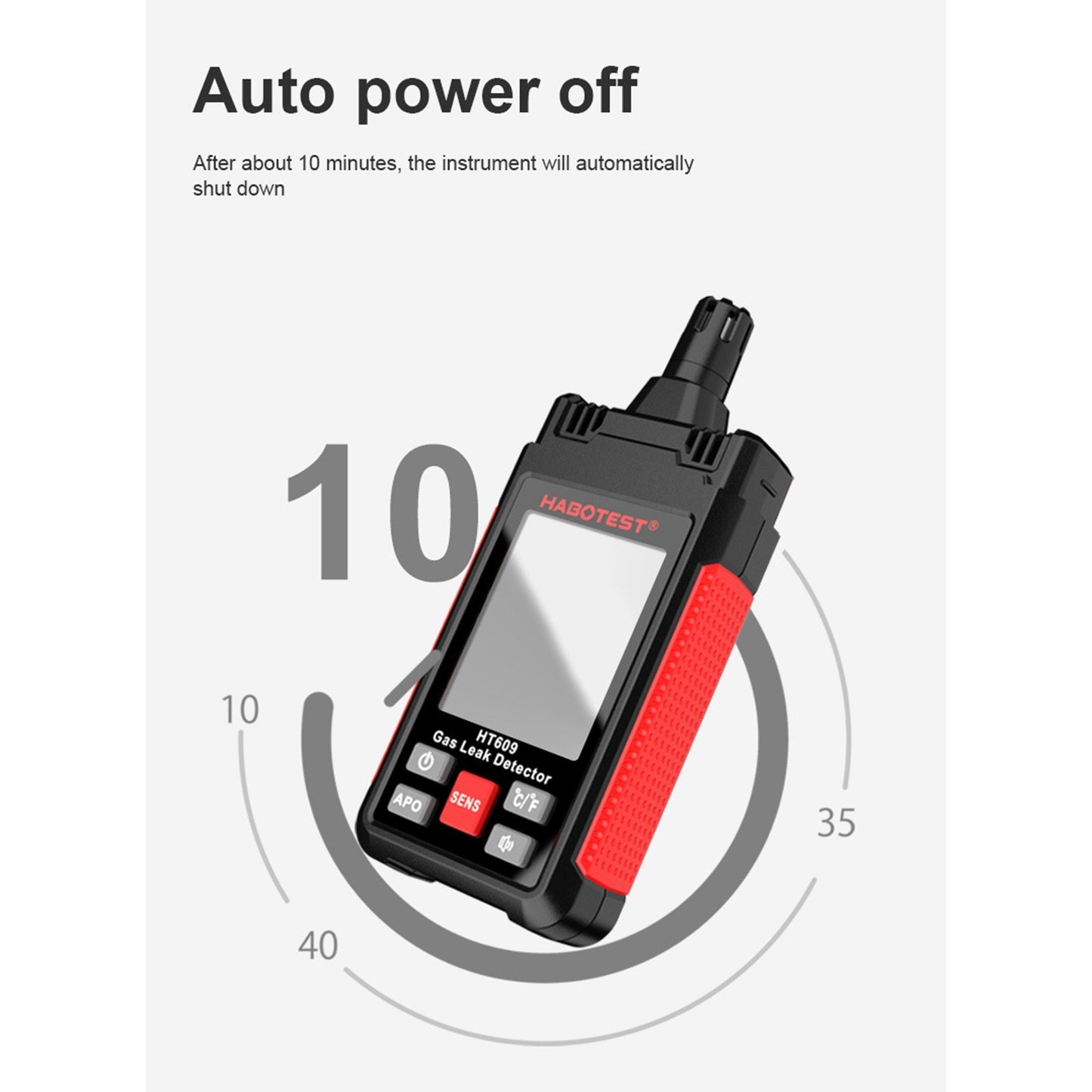 HABOTEST HT609 Combustible Gas Leak Detector with LCD Display, Audible/Visual Alarm, Temperature & Humidity Sensor for Methane, Natural Gas, Hydrogen