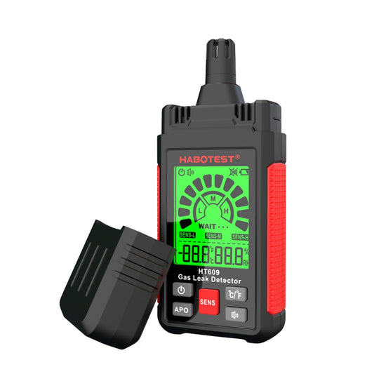 HABOTEST HT609 Combustible Gas Leak Detector with LCD Display, Audible/Visual Alarm, Temperature & Humidity Sensor for Methane, Natural Gas, Hydrogen