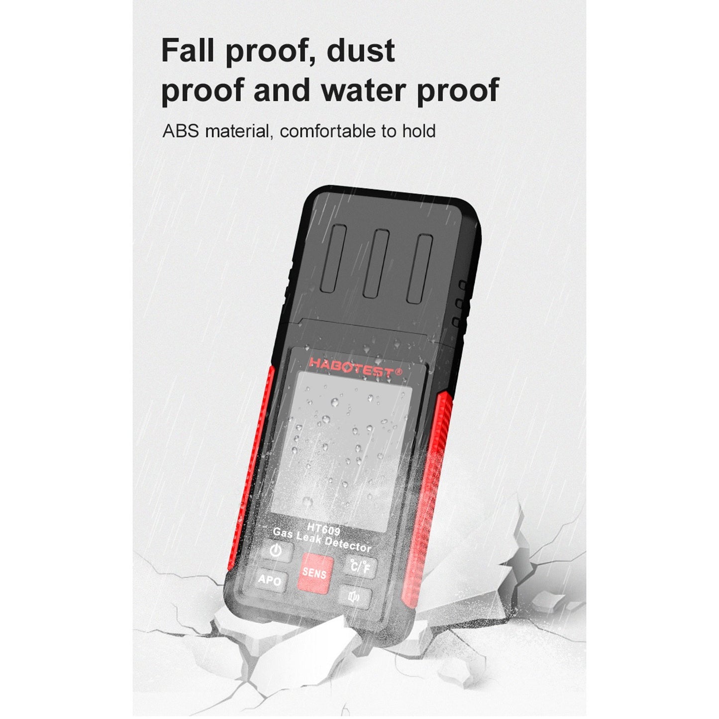 HABOTEST HT609 Combustible Gas Leak Detector with LCD Display, Audible/Visual Alarm, Temperature & Humidity Sensor for Methane, Natural Gas, Hydrogen