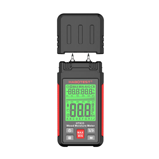 HABOTEST HT633 Digital Wood Moisture Meter - Pin-Type Detector with LCD Backlight for Wood & Building Materials