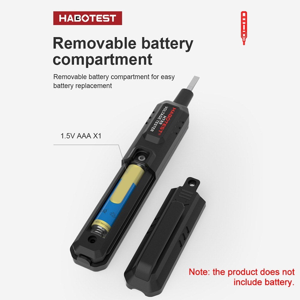 HT89 Voltage Tester AC 12-300V Contact Detector with Flashlight, LCD Display, and Alarm