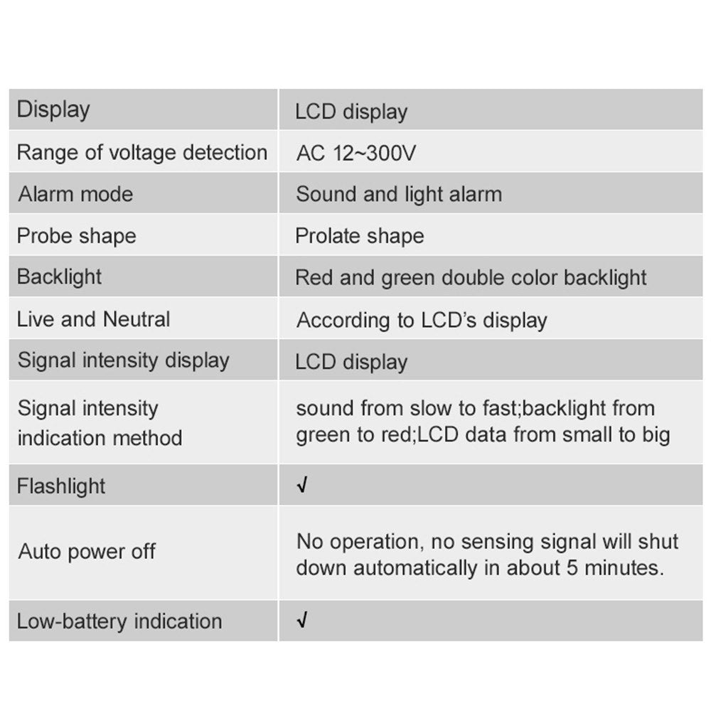 HT89 Voltage Tester AC 12-300V Contact Detector with Flashlight, LCD Display, and Alarm