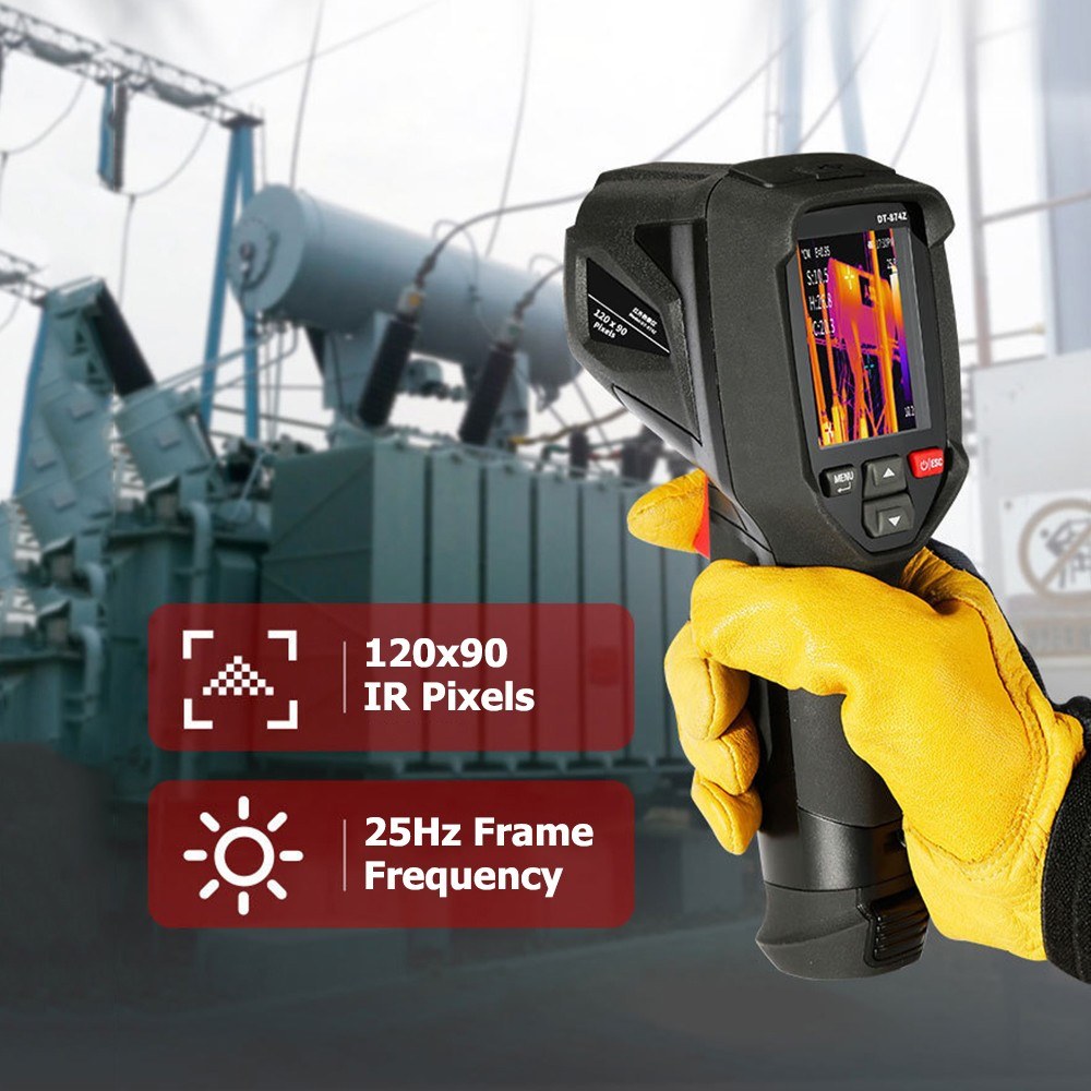 Rechargeable Handheld IR Thermal Camera 120x90, Free Focus 2.4-inch LCD, -4℉~752℉, Auto Tracking with 8GB Card & 8 Palettes, Temp Alarm