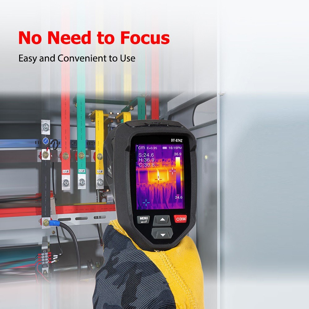 Rechargeable Handheld IR Thermal Camera 120x90, Free Focus 2.4-inch LCD, -4℉~752℉, Auto Tracking with 8GB Card & 8 Palettes, Temp Alarm
