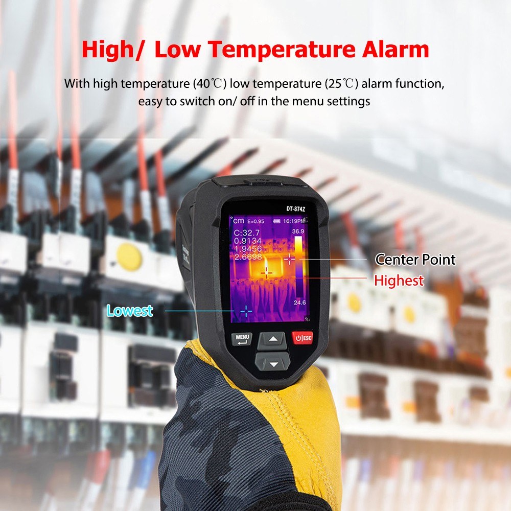 Rechargeable Handheld IR Thermal Camera 120x90, Free Focus 2.4-inch LCD, -4℉~752℉, Auto Tracking with 8GB Card & 8 Palettes, Temp Alarm