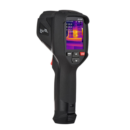 Rechargeable Handheld IR Thermal Camera 120x90, Free Focus 2.4-inch LCD, -4℉~752℉, Auto Tracking with 8GB Card & 8 Palettes, Temp Alarm
