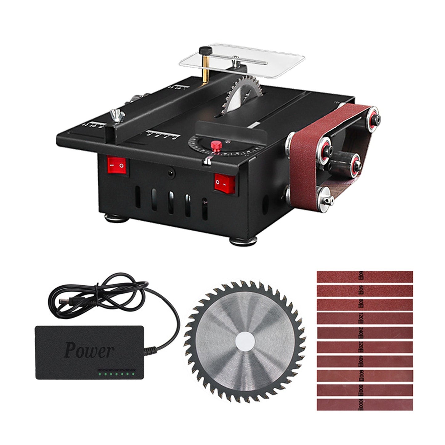 150W Mini Bench Saw & Belt Sander - Variable Speed Table Saw, 30mm Cutting Depth, DIY Benchtop Sanding Machine (Luxury)