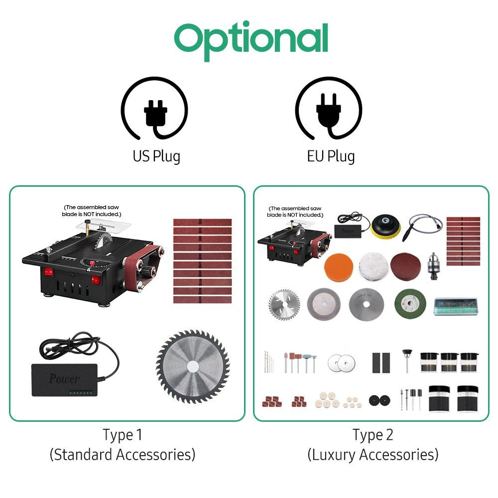 150W Mini Bench Saw & Belt Sander - Variable Speed Table Saw, 30mm Cutting Depth, DIY Benchtop Sanding Machine (Luxury)