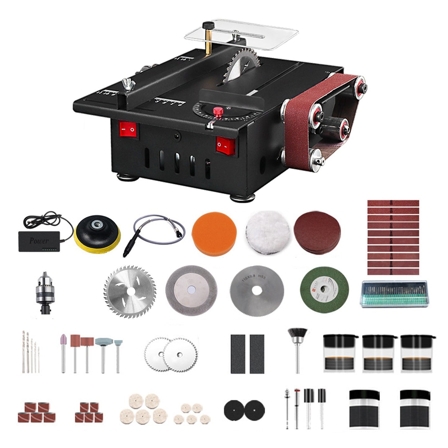 150W Mini Bench Saw & Belt Sander - Variable Speed Table Saw, 30mm Cutting Depth, DIY Benchtop Sanding Machine (Luxury)