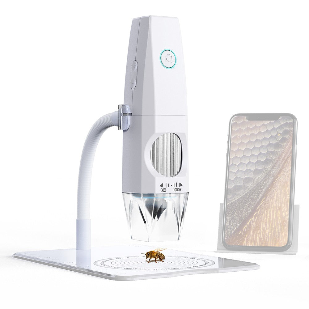 Portable 1080P WiFi USB Electron Microscope with 8 LED Lights & Bendable Stand for Smartphones & Computers