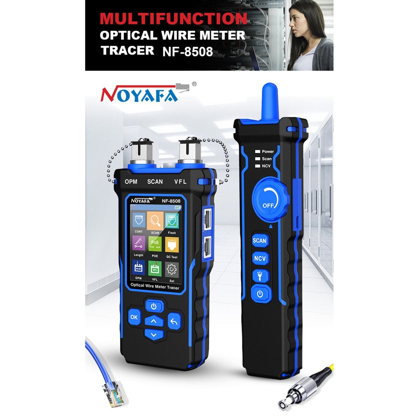 NOYAFA LCD Digital Optical Wire Tracer & Network Cable Tester