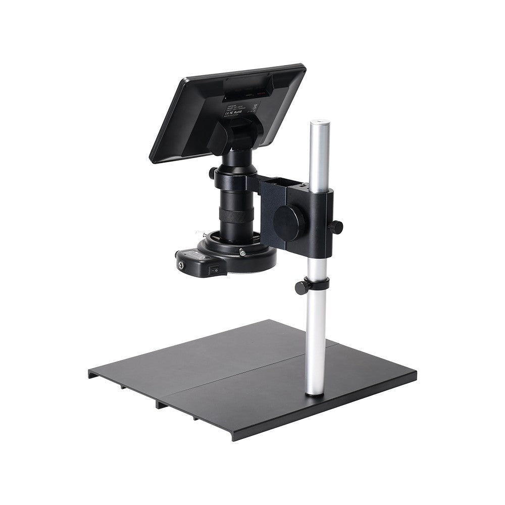 26MP 1080P 7 LCD Video Microscope with 150X C-Mount Lens, Metal Stand, Adjustable LED Ring Light for Professional Repairs