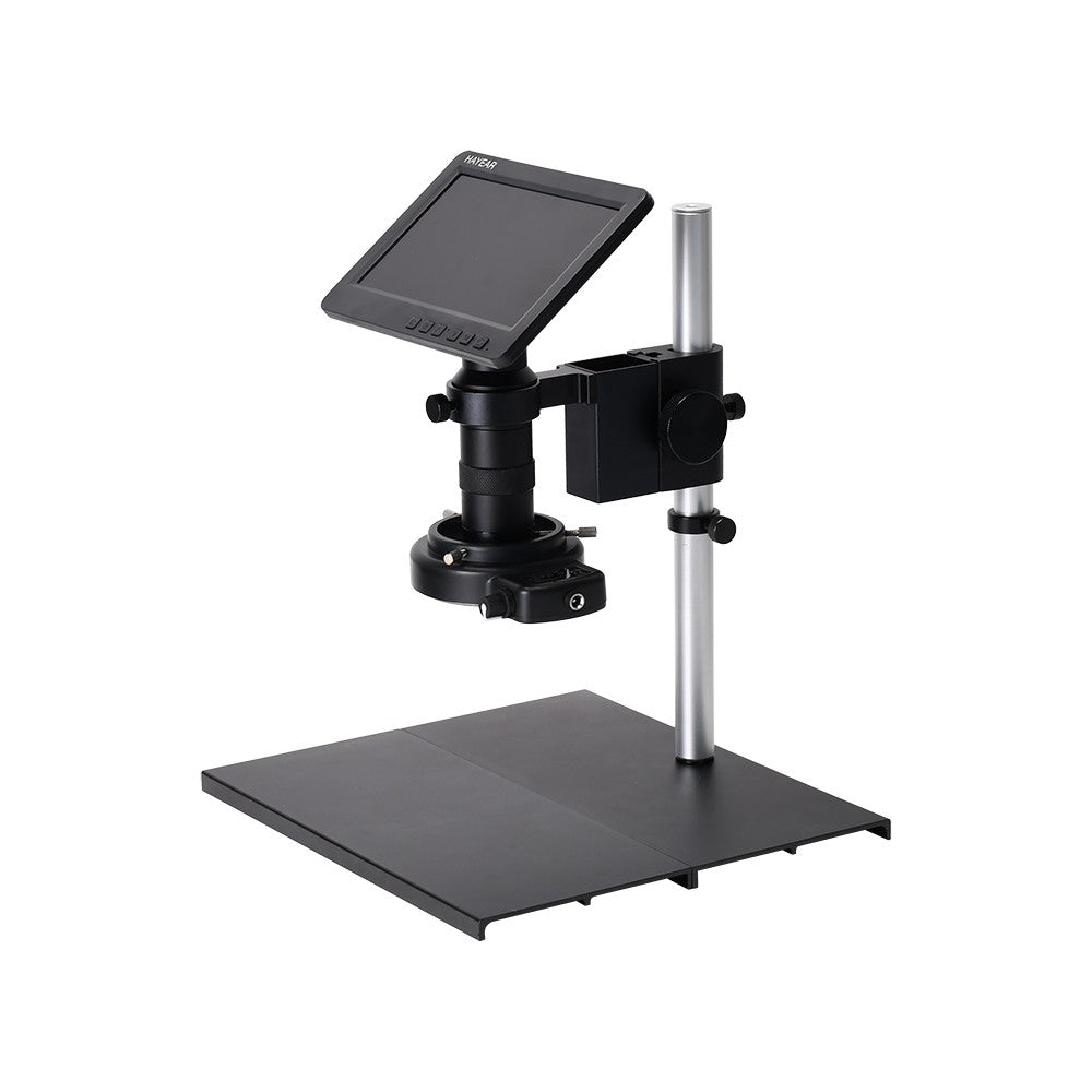 26MP 1080P 7 LCD Video Microscope with 150X C-Mount Lens, Metal Stand, Adjustable LED Ring Light for Professional Repairs