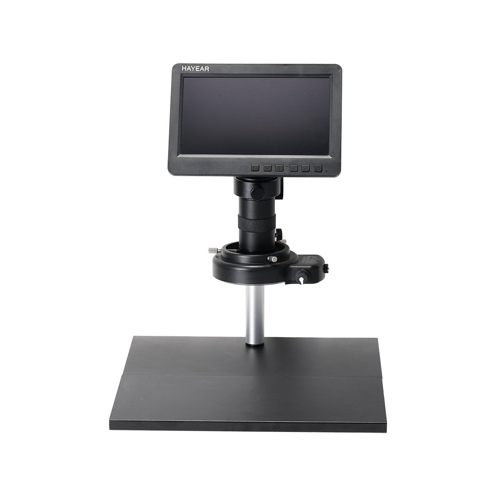26MP 1080P 7 LCD Video Microscope with 150X C-Mount Lens, Metal Stand, Adjustable LED Ring Light for Professional Repairs