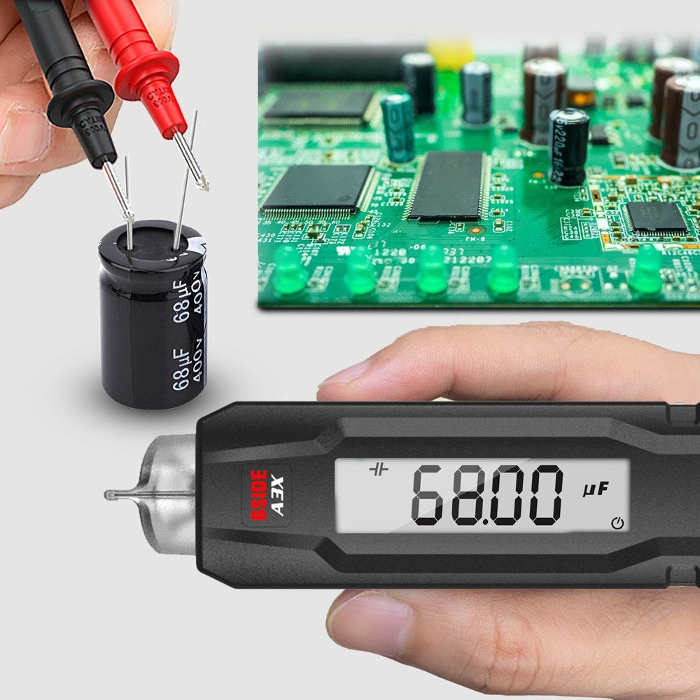 Portable Pen-Type Digital Multimeter with 1.9-Inch Bicolor Screen - TRMS Voltage, Capacitance, Resistance, Frequency, Diode, Continuity, Temperature, NCV Measurement