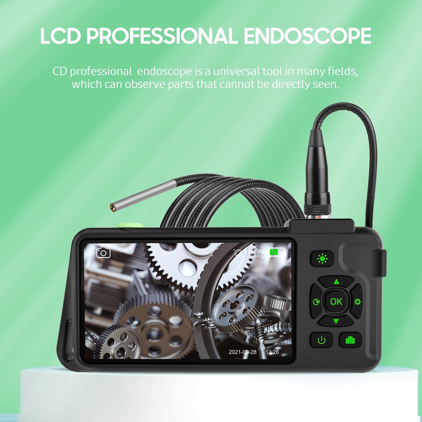 4.5-inch IPS Industrial Endoscope, 1080P HD Borescope Camera with 6 LEDs, IP67 Waterproof, TF Card Slot