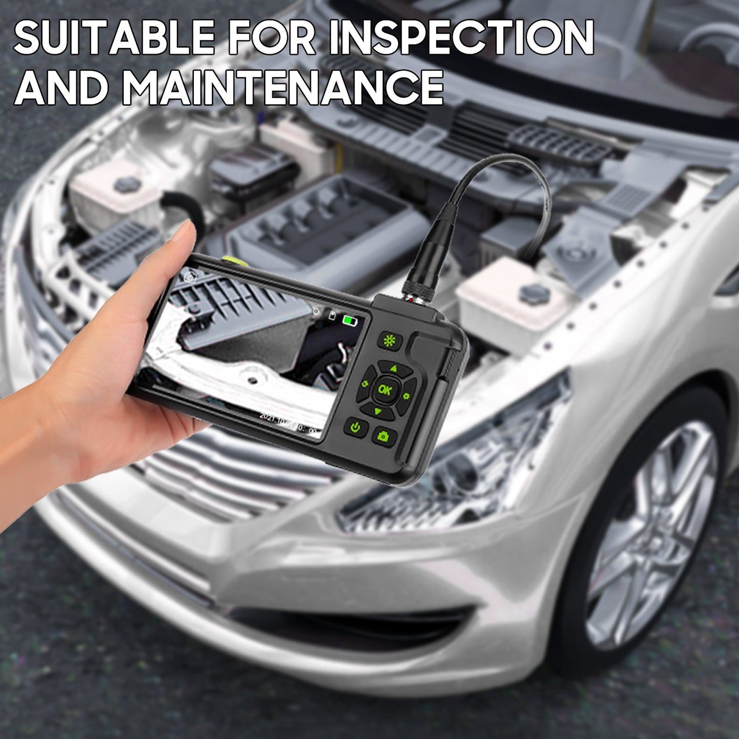 4.5-inch IPS Industrial Endoscope, 1080P HD Borescope Camera with 6 LEDs, IP67 Waterproof, TF Card Slot