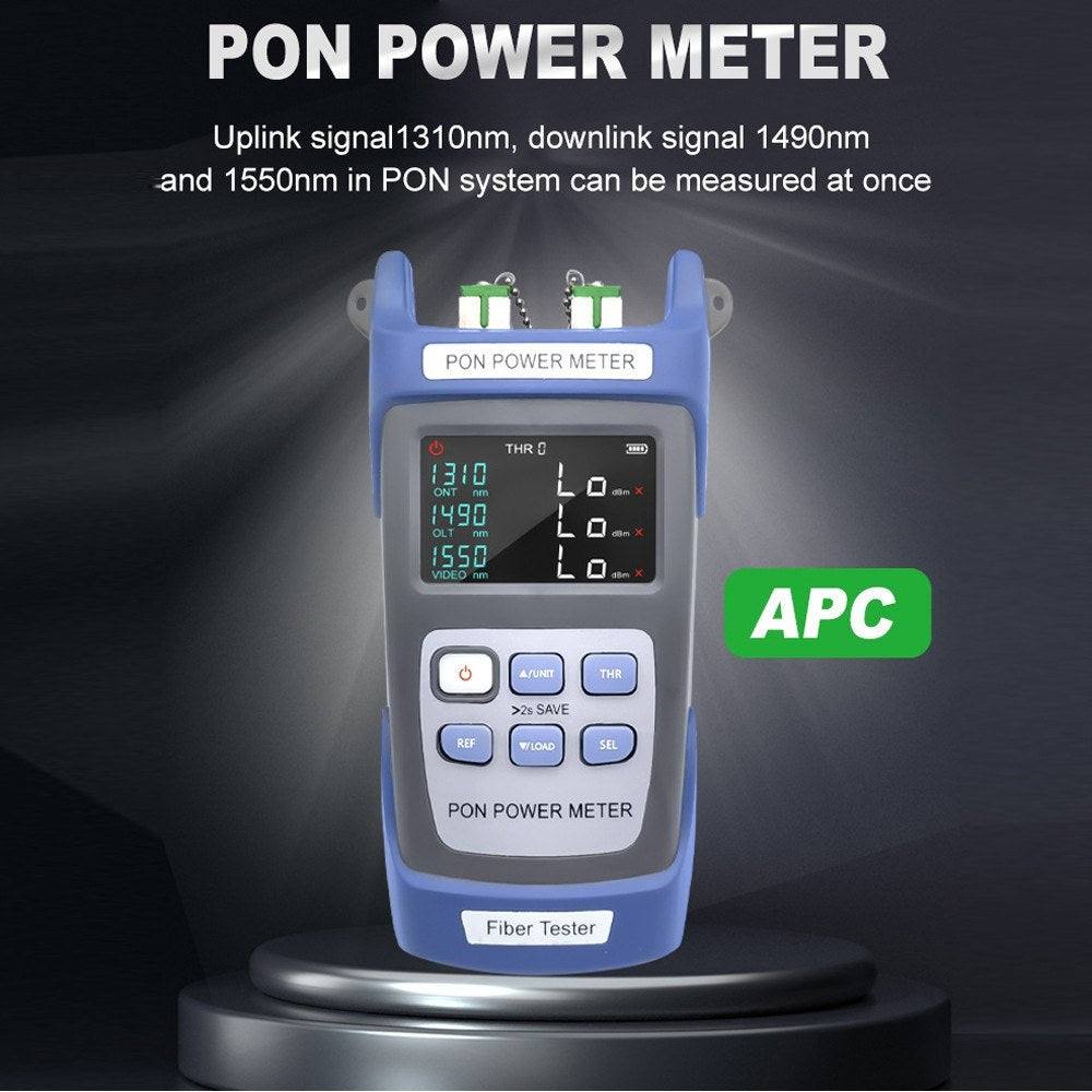 PON Power Meter Optical Fiber Tester with 10 Data Storage for 1310/1490/1550nm Video FTTX ONT OLT Signal Measurement