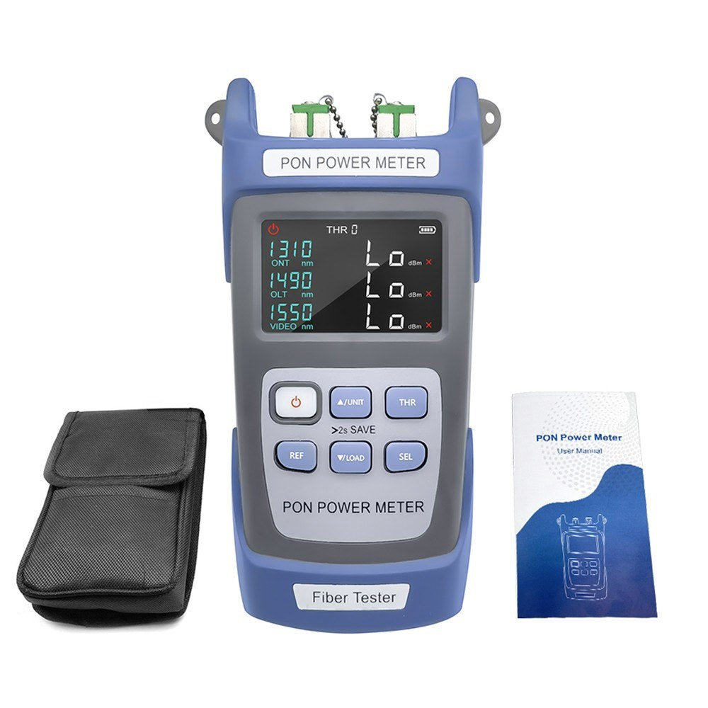PON Power Meter Optical Fiber Tester with 10 Data Storage for 1310/1490/1550nm Video FTTX ONT OLT Signal Measurement