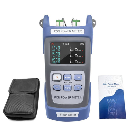 PON Power Meter Optical Fiber Tester with 10 Data Storage for 1310/1490/1550nm Video FTTX ONT OLT Signal Measurement