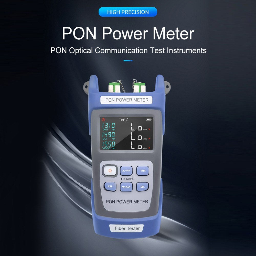 PON Power Meter Optical Fiber Tester with 10 Data Storage for 1310/1490/1550nm Video FTTX ONT OLT Signal Measurement