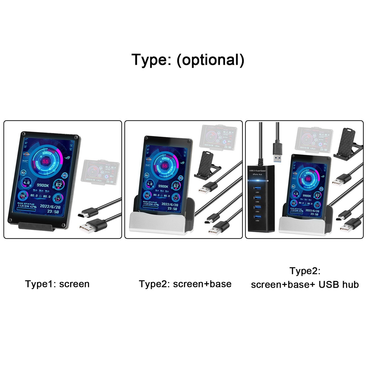 3.5 Inch IPS LCD Monitor Display for CPU/GPU Monitoring - Supports Raspberry Pi, Windows, Linux