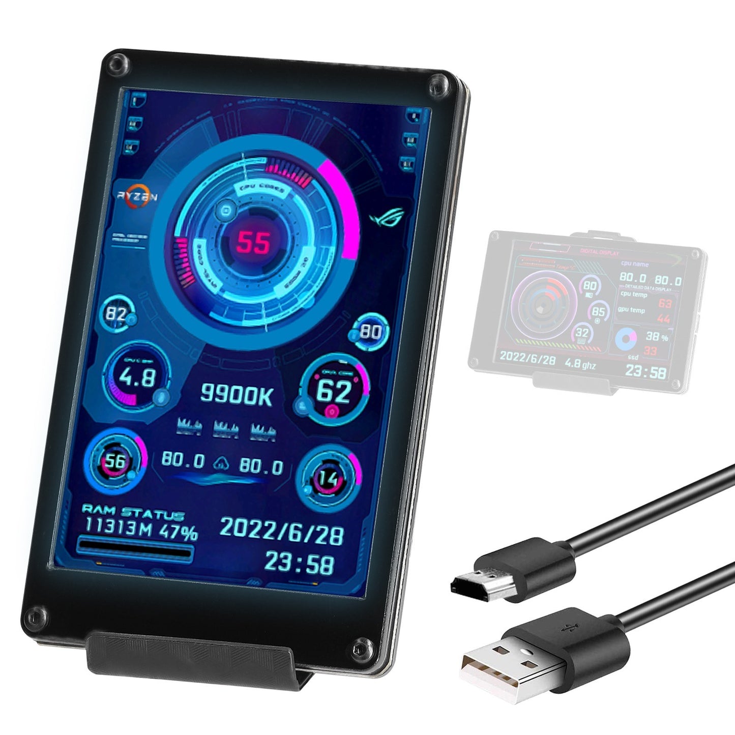 3.5 Inch IPS LCD Monitor Display for CPU/GPU Monitoring - Supports Raspberry Pi, Windows, Linux